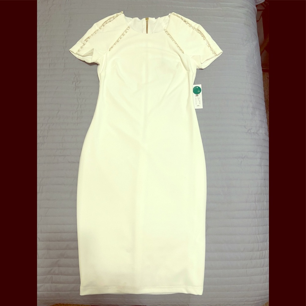 Ladies dress with pearls sleeves